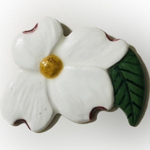 🍄Magnolia Blossom Pin Handmade Hand Painted Ceramic Flower Brooch Jewelry